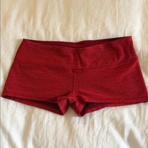Red lululemon bike shorts
